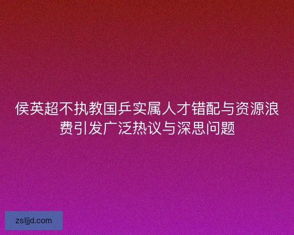 侯英超不执教国乒实属人才错配与资源浪费引发广泛热议与深思问题